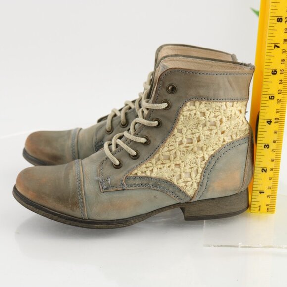 Steve Madden Womens Thunder Boots Size 6.5 Blue Leather Lace Up Distressed Boho - Picture 5 of 12